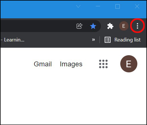 Three dots icon in browser upper right corner