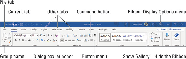 Word 2021 ribbon