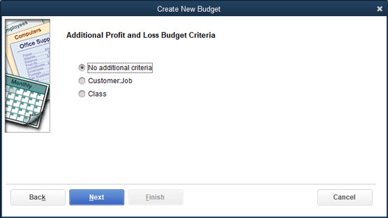 Additional Profit and Loss Budget Criteria 