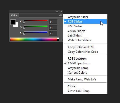 panel menu Creative Cloud