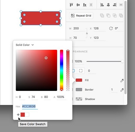 color picker Adobe XD