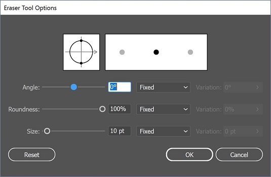 eraser options Illustrator