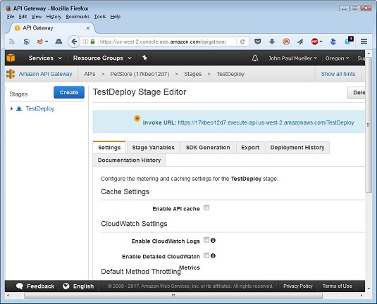 API configuration settings