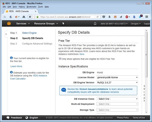 create a database instance