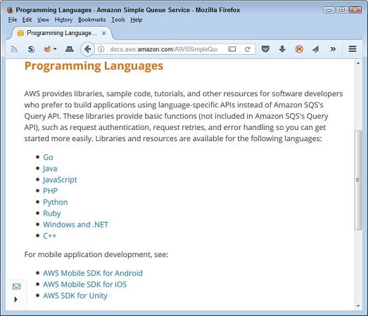 AWS language support