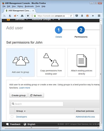 AWS User permissions