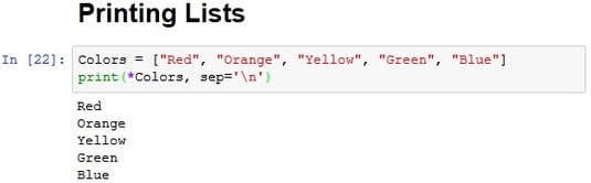 vi Vice uanset Printing Lists Using Python - dummies