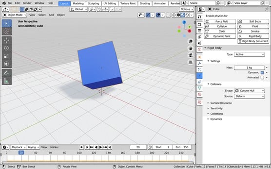Blender rigid body dynamics
