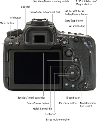 controls on the back of the Canon EOS 90D