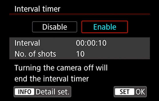 Canon 90D interval timer