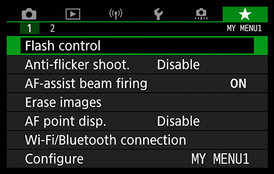 Canon EOS 90D My Menu feature