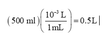 equation to convert 500 ml to liters