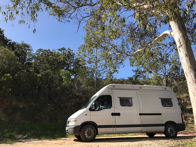 photo showing Sebastian Santabarbara's small camper van