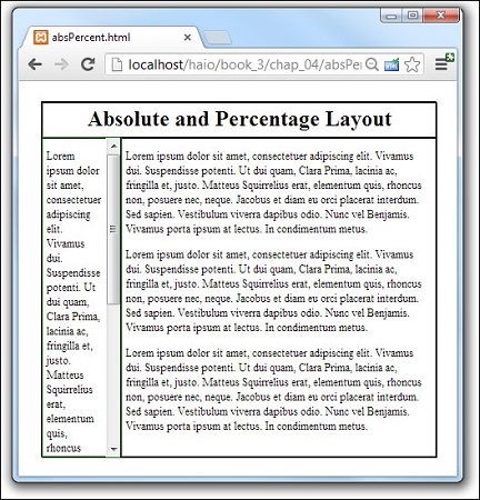 absolute layout resizes to fit browser window