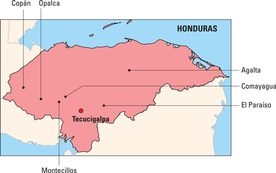 Coffee-growing areas in Honduras