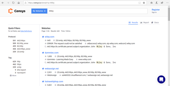 Censys search
