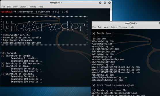 theHarvester in Kali Linux 