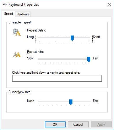 keboard repeat rates