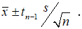 confidence interval for one population mean <em>μ<sub>x</sub></em> with standard deviation unknown