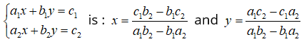 Cramer's Rule formula