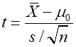 test statistic and critical value(s) based on t-distribution when population standard deviation is unknown