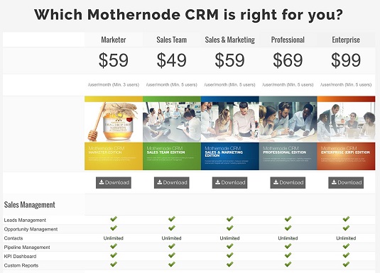 CRM per user pricing