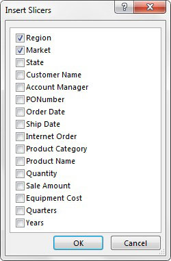 Select the dimensions you want to filter.