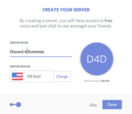 create a server on Discord