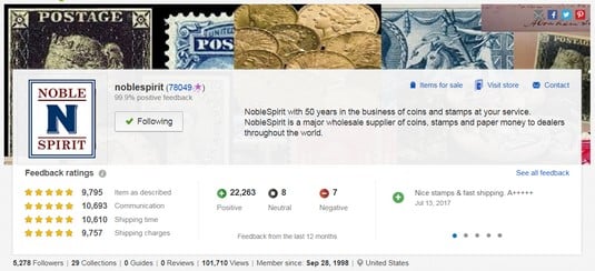 business Profile page eBay