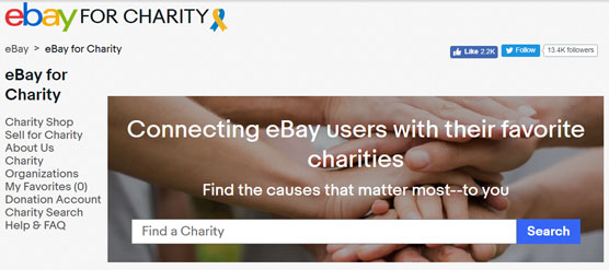 eBay for Charity hub