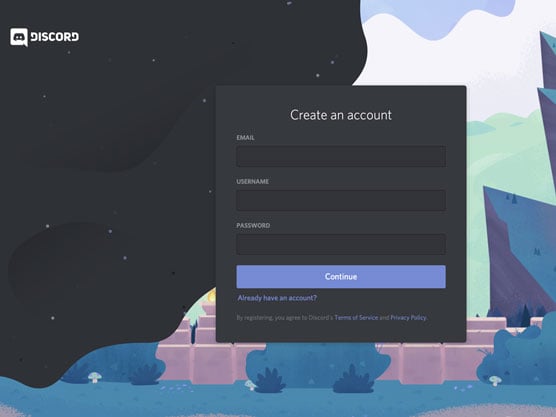 The Discord Registration page.