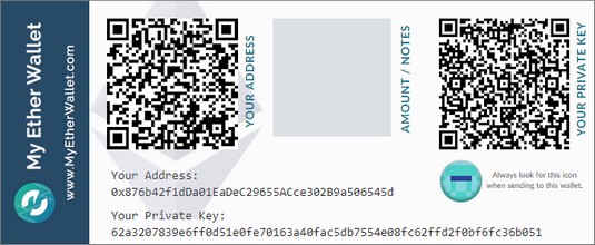 paper Ethereum wallet