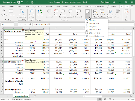Excel Notes Template
