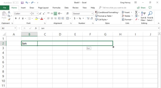 Excel 2019 AutoFill row of months