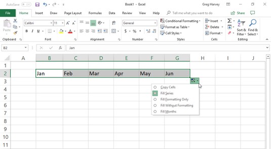 Excel 2019 AutoFill