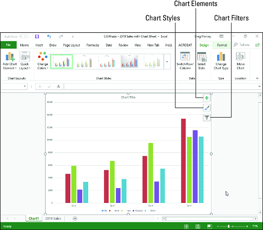 clustered column chart Excel 2019