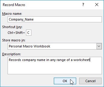 create excel macro