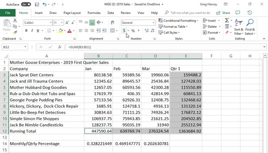 General formatting in Excel 2019