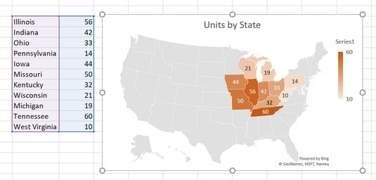 filled map Excel 2019