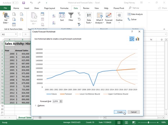 Excel 2019 Forecast Worksheet