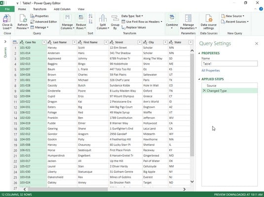 new query with Excel 2019 Power Query Editor