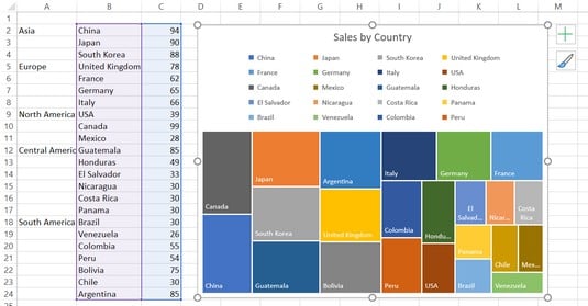 data points represented by rectangles Excel 2019