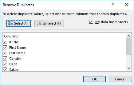 Remove Duplicates Excel 2019