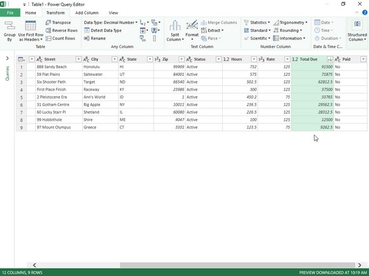 filtering and sorting criteria Excel 2019 Power Query Editor