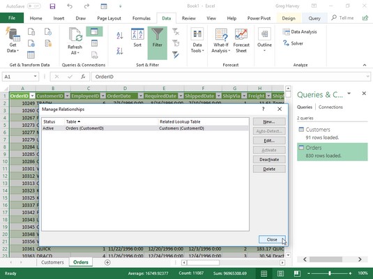 retaining original table relationship after data import Excel