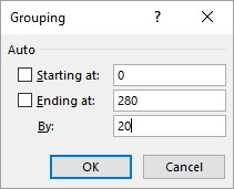 Grouping dialog in Excel