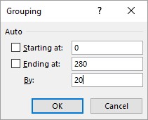 Grouping dialog in Excel