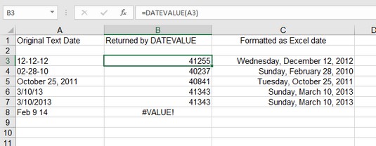 Excel DATEVALUE function