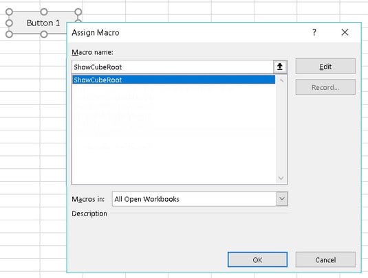 Assign Macro dialog box Excel VBA